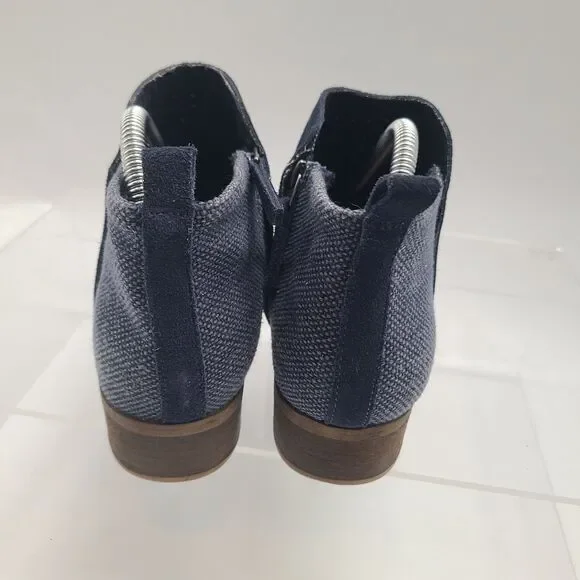 Toms Boots Womens 10 Deia Ankle Booties Blue Suede Side Zip Block Heels 10010981 - Picture 4 of 9